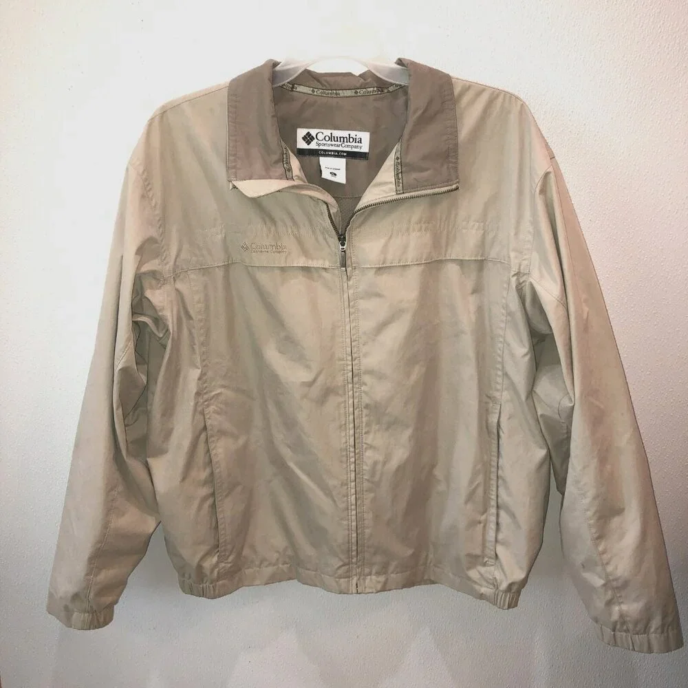 Columbia Sportswear Mens Large Khaki Vented Full-Zip Jacket Size L Spots